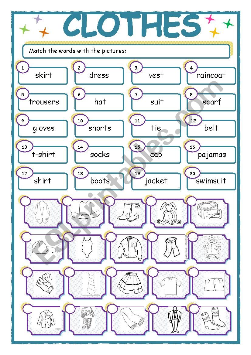 Clothes worksheet