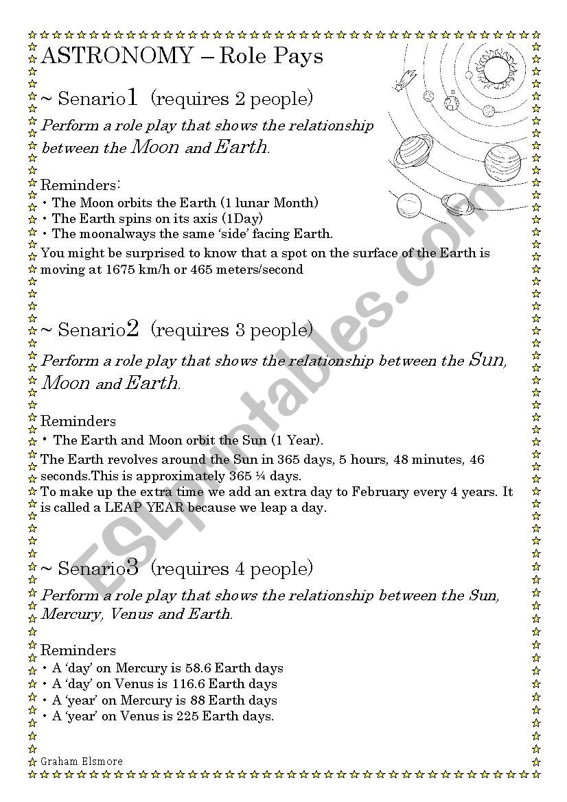 Astronomy Role Play worksheet