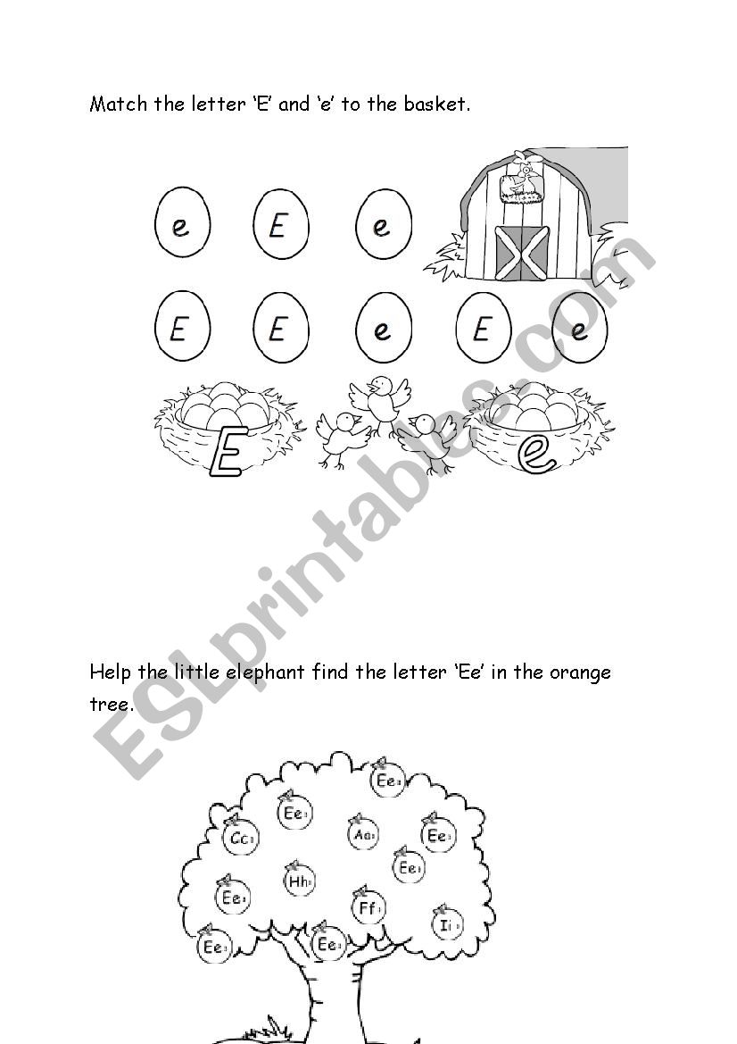 Letter Ee worksheet