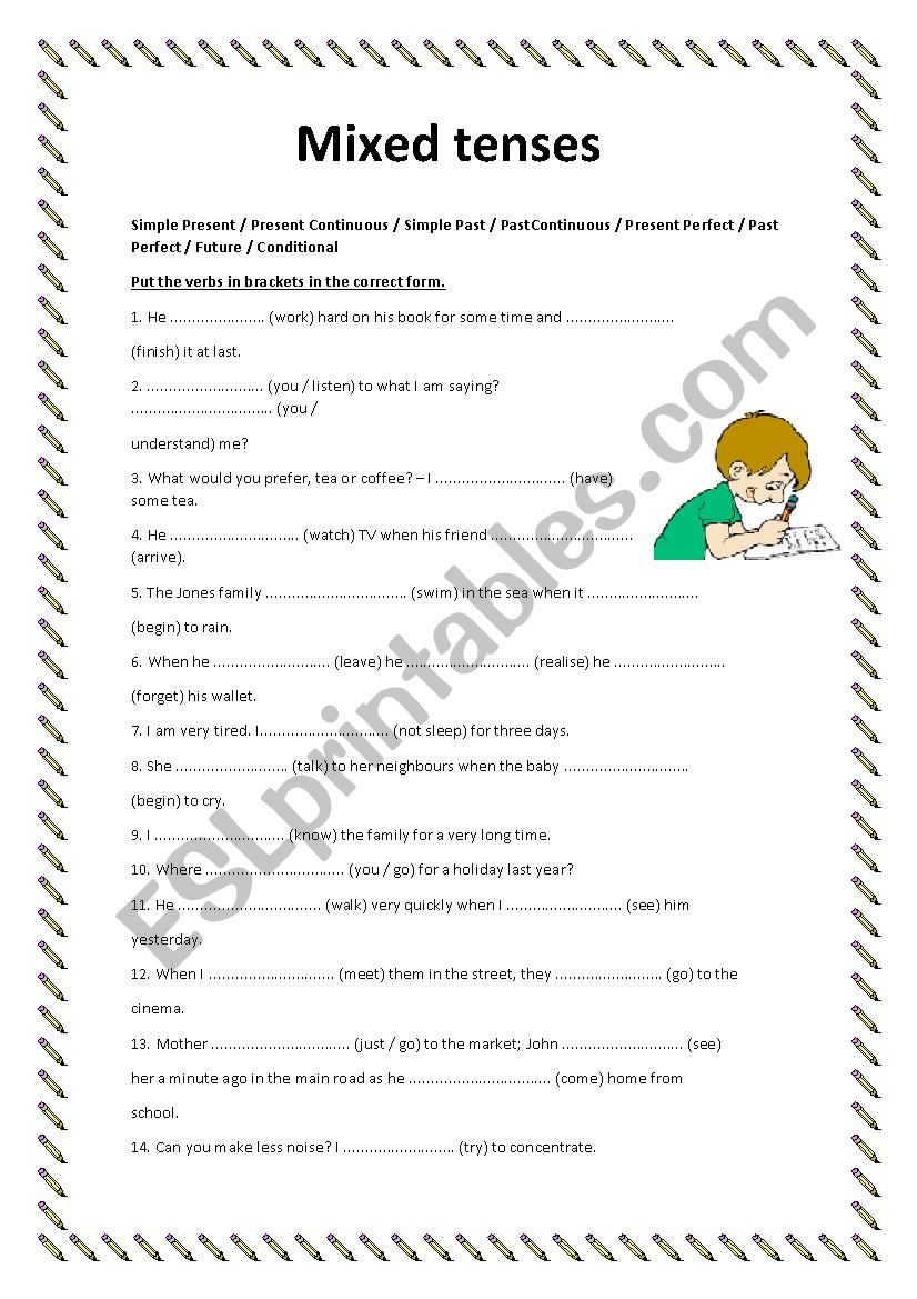 Mixed tenses worksheet