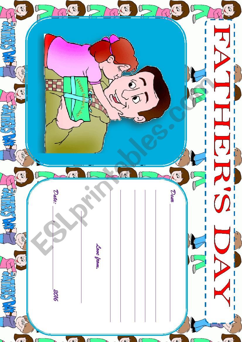 FATHERÂ´S DAY - POSTCARD worksheet