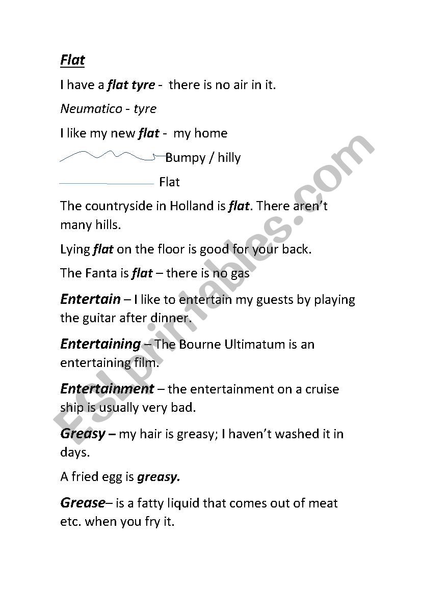 vocabulary from first conditional murphy-s law sentences.