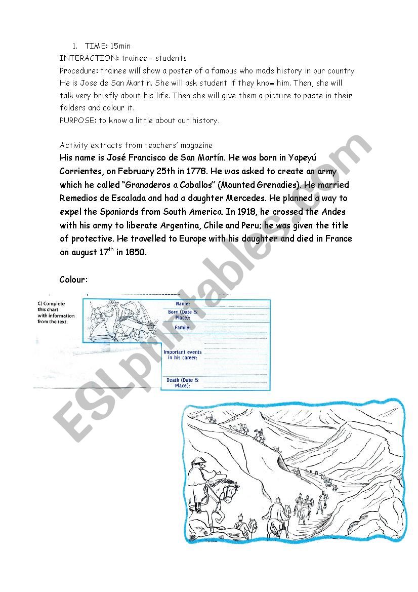 Jose de San Martin worksheet