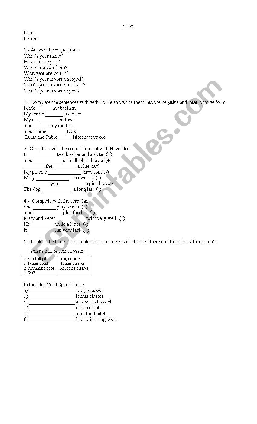 practice test worksheet