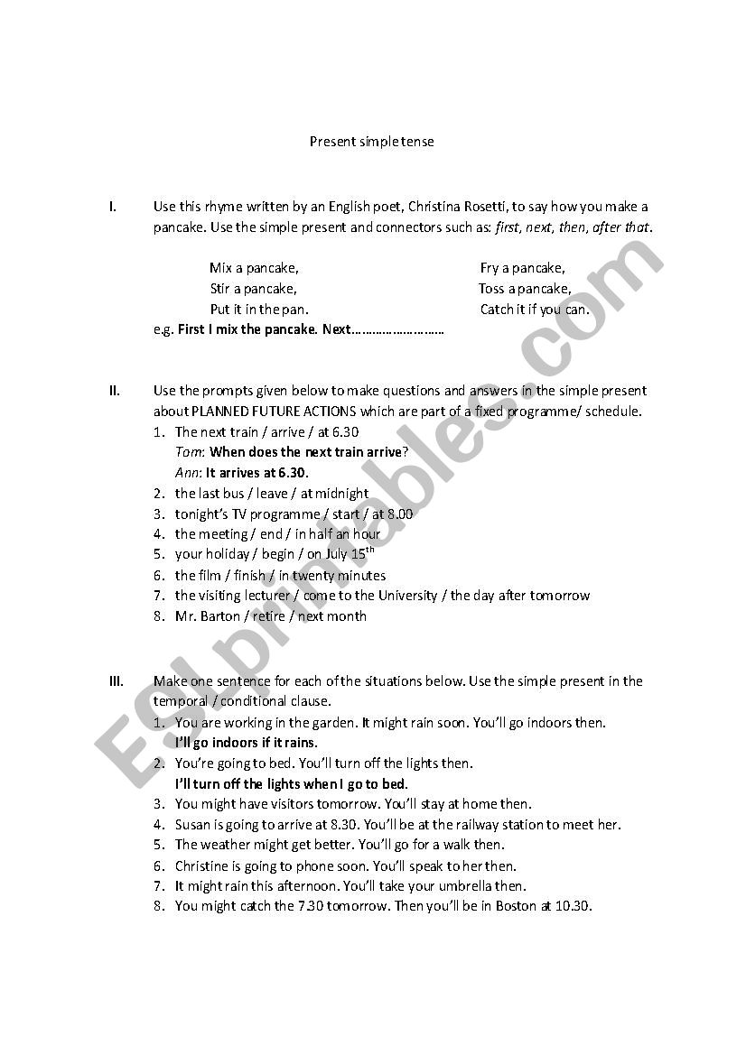 present simple tense worksheet