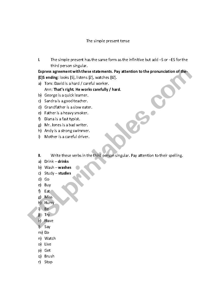 present simple tense worksheet