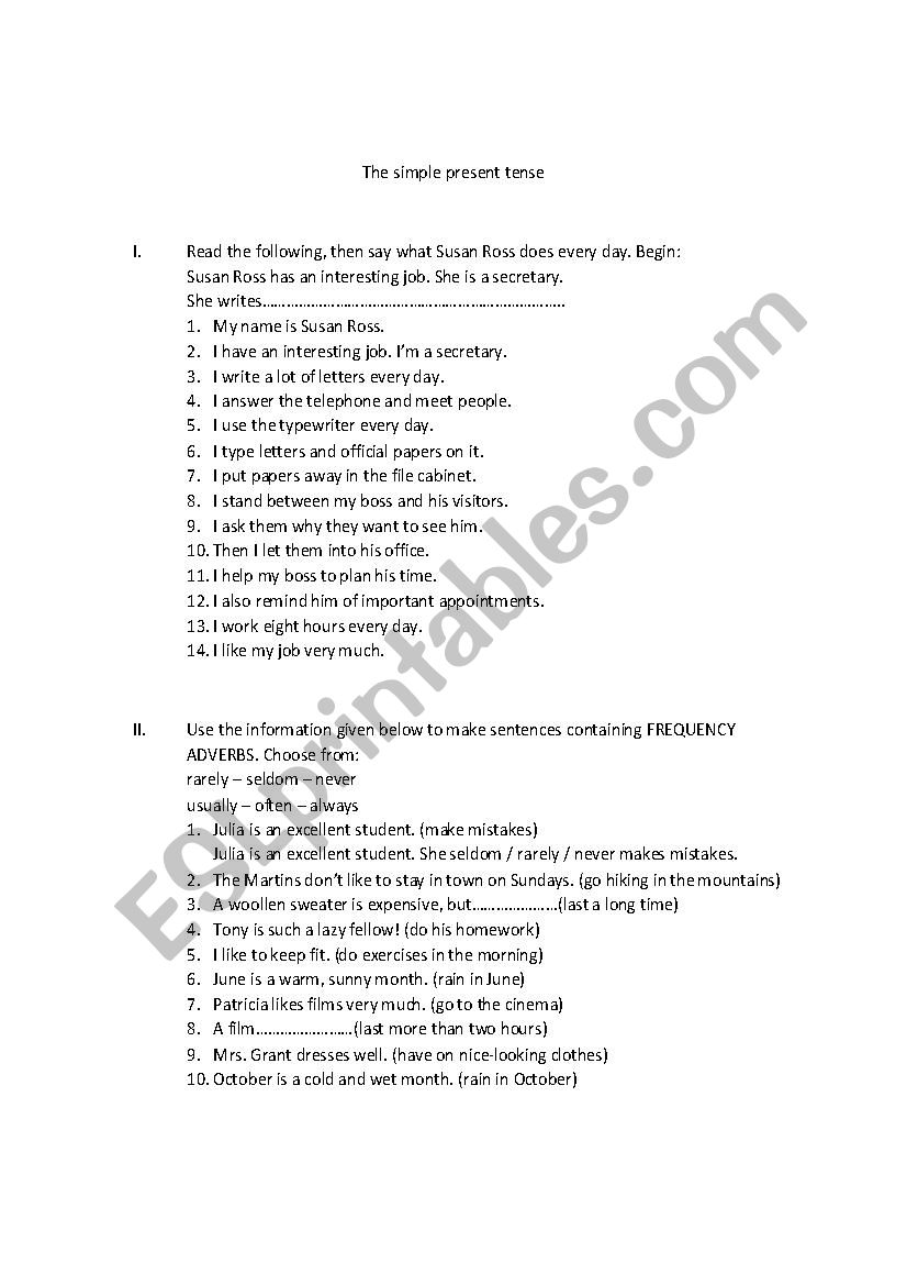 present simple tense worksheet