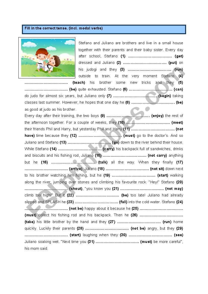 Tenses (6) incl. modal verbs worksheet