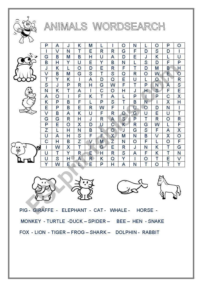 Animals worksheet