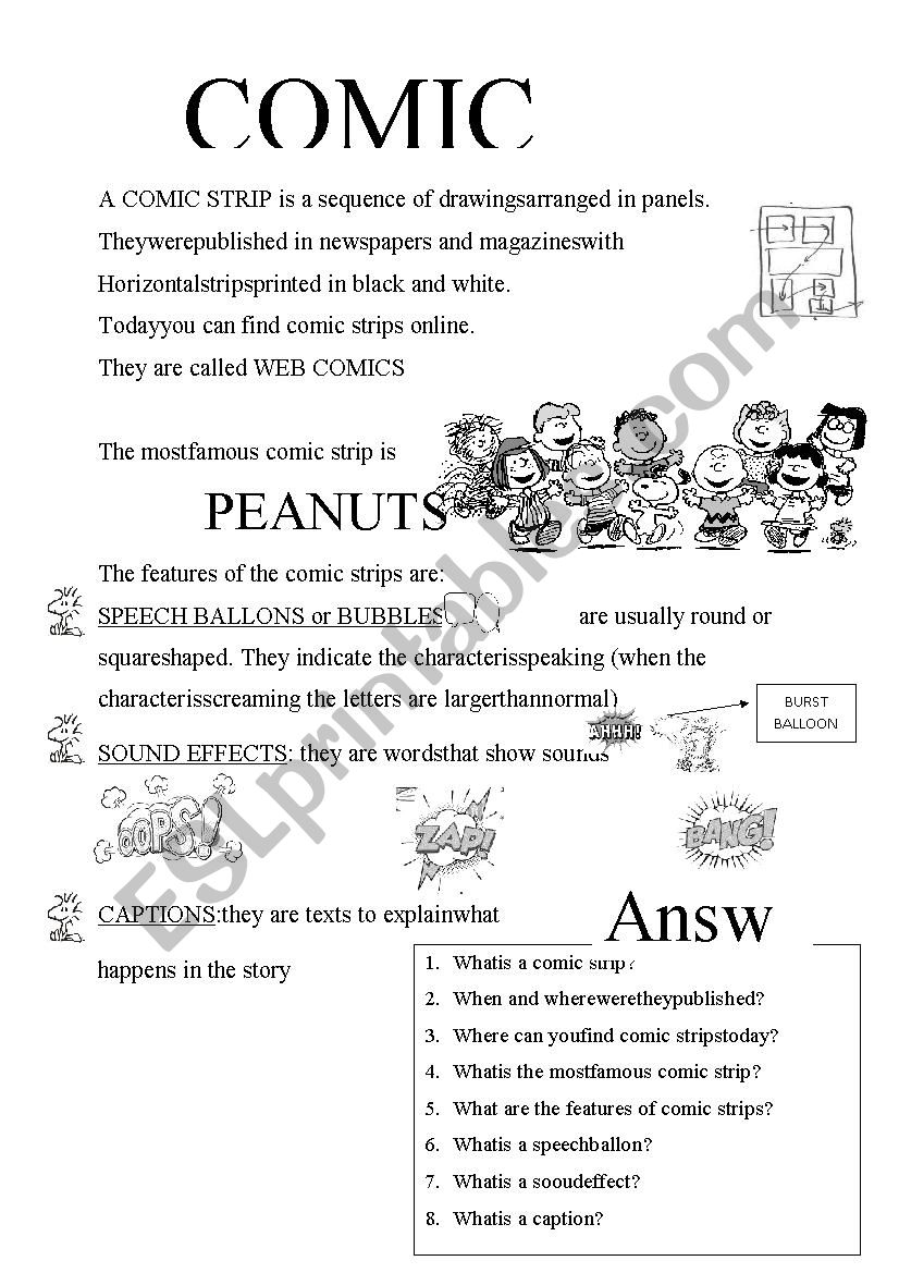 Comic strips worksheet