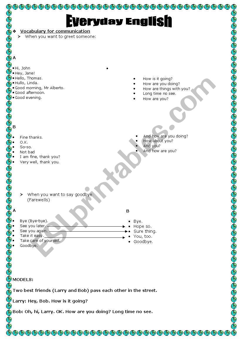 Everyday English worksheet