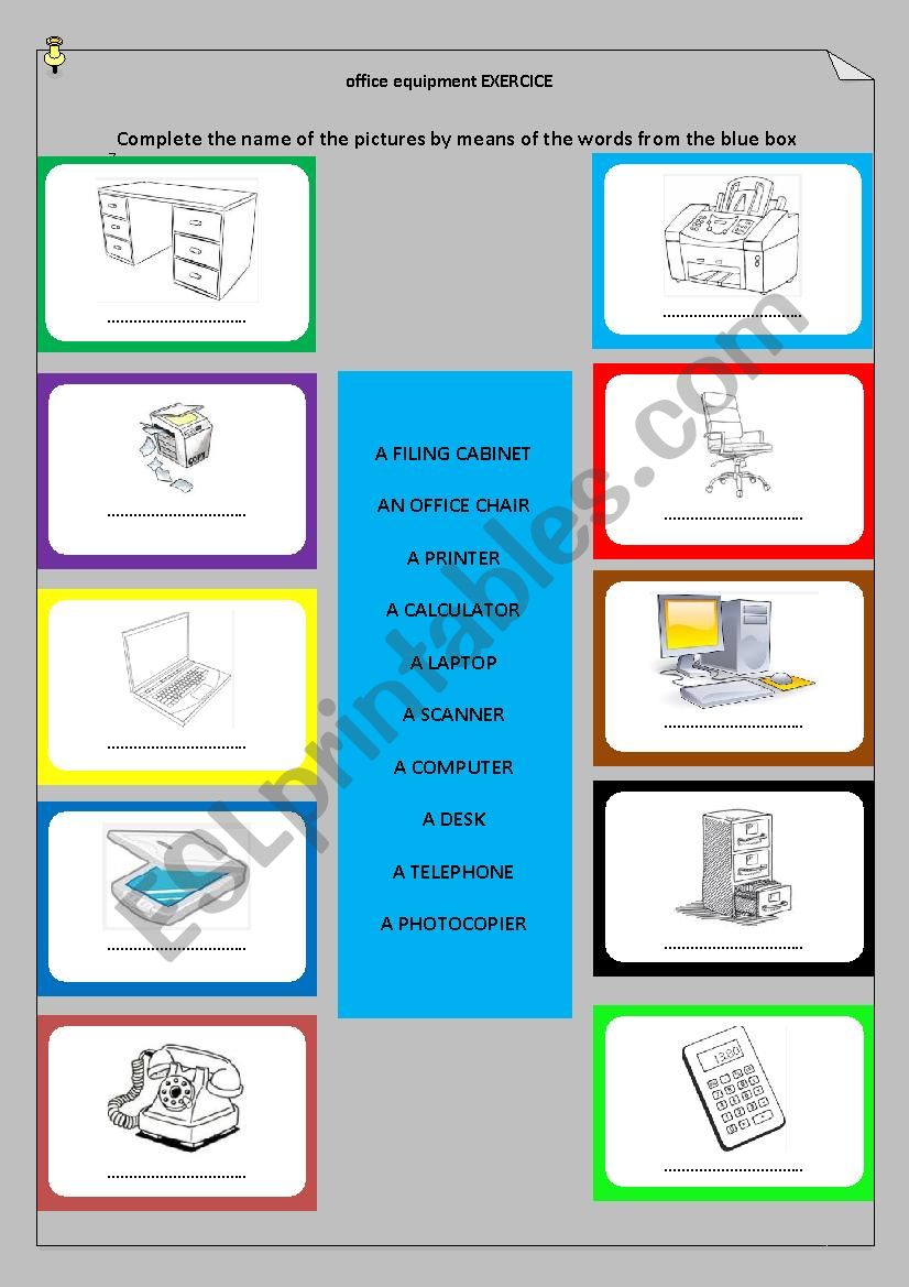 Office equipment worksheet