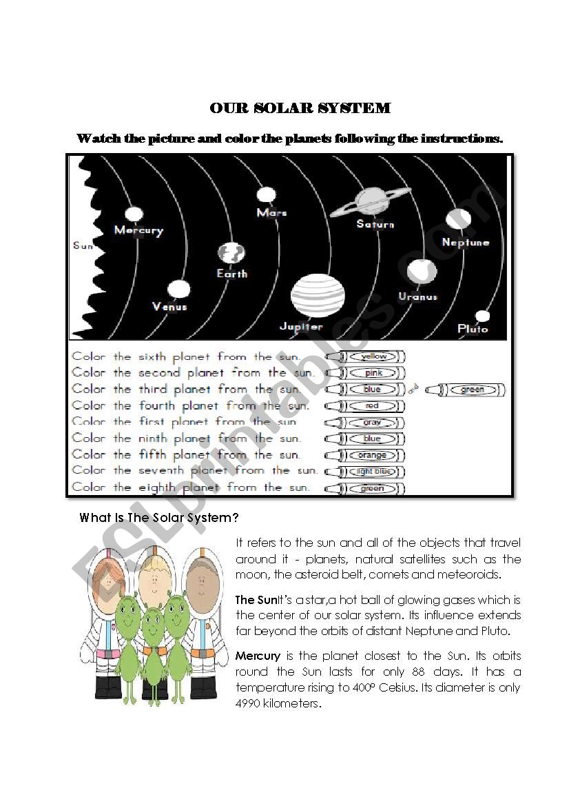 OUR SOLAR SYSTEM worksheet