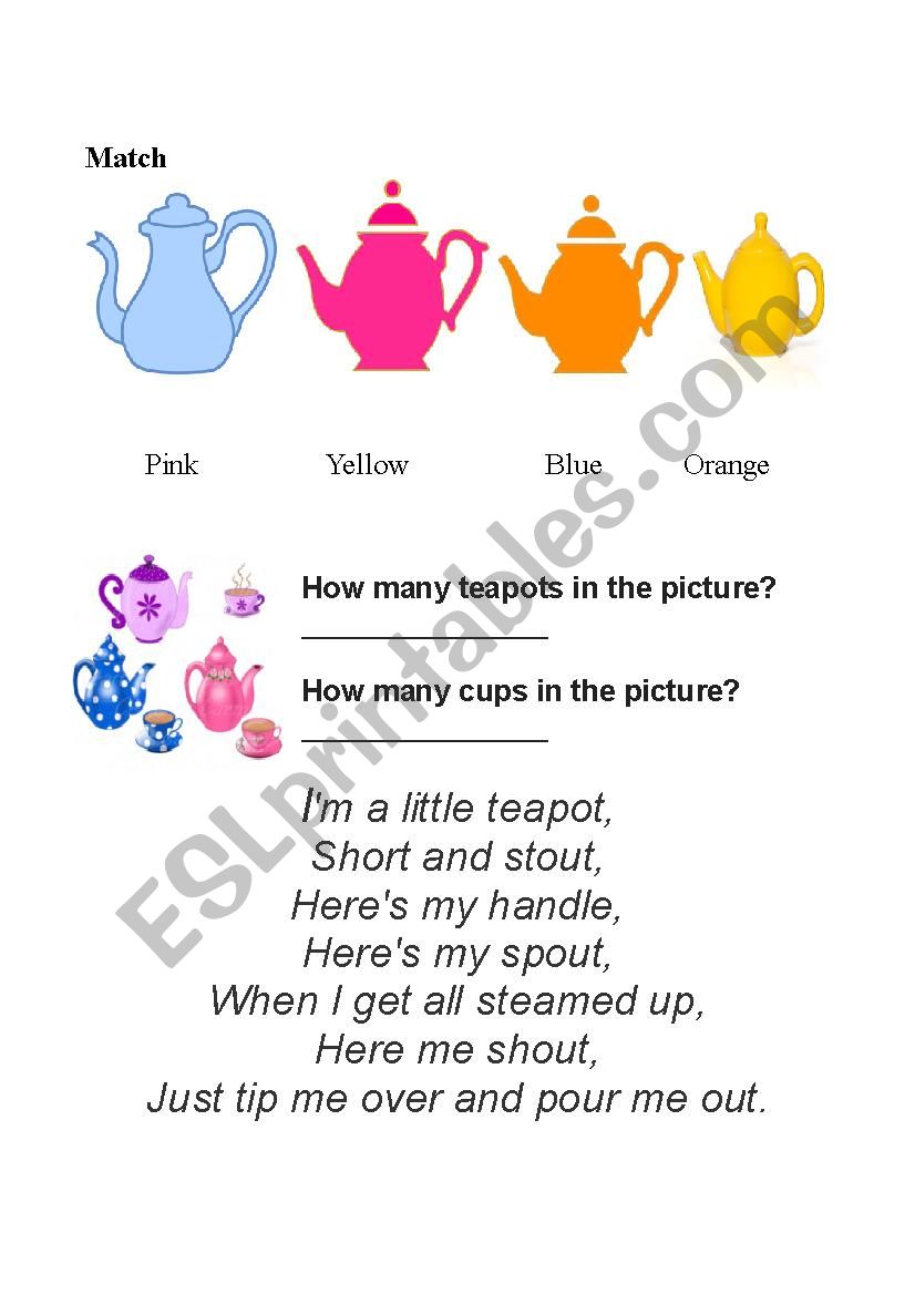 I am little teapot worksheet