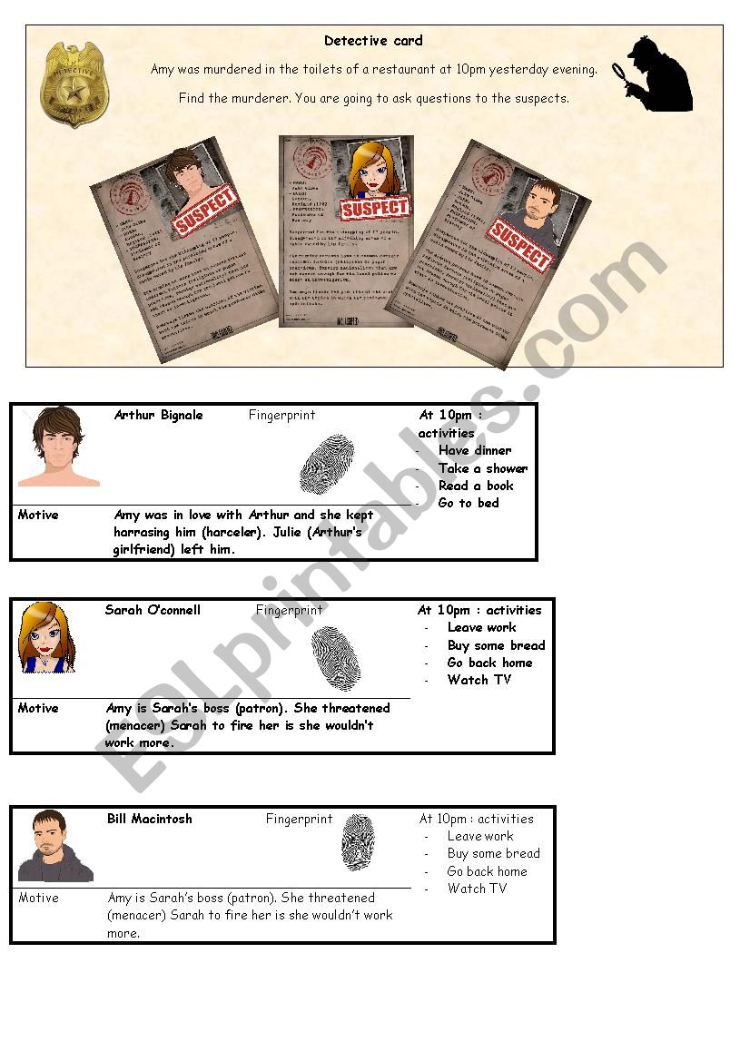 Detective - conversation card - solve a murder Part 1