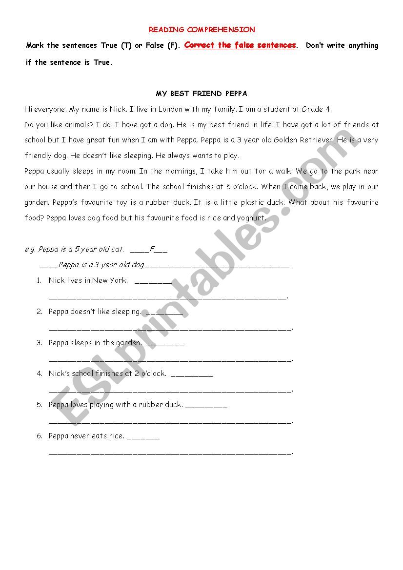 Reading For Beginners worksheet