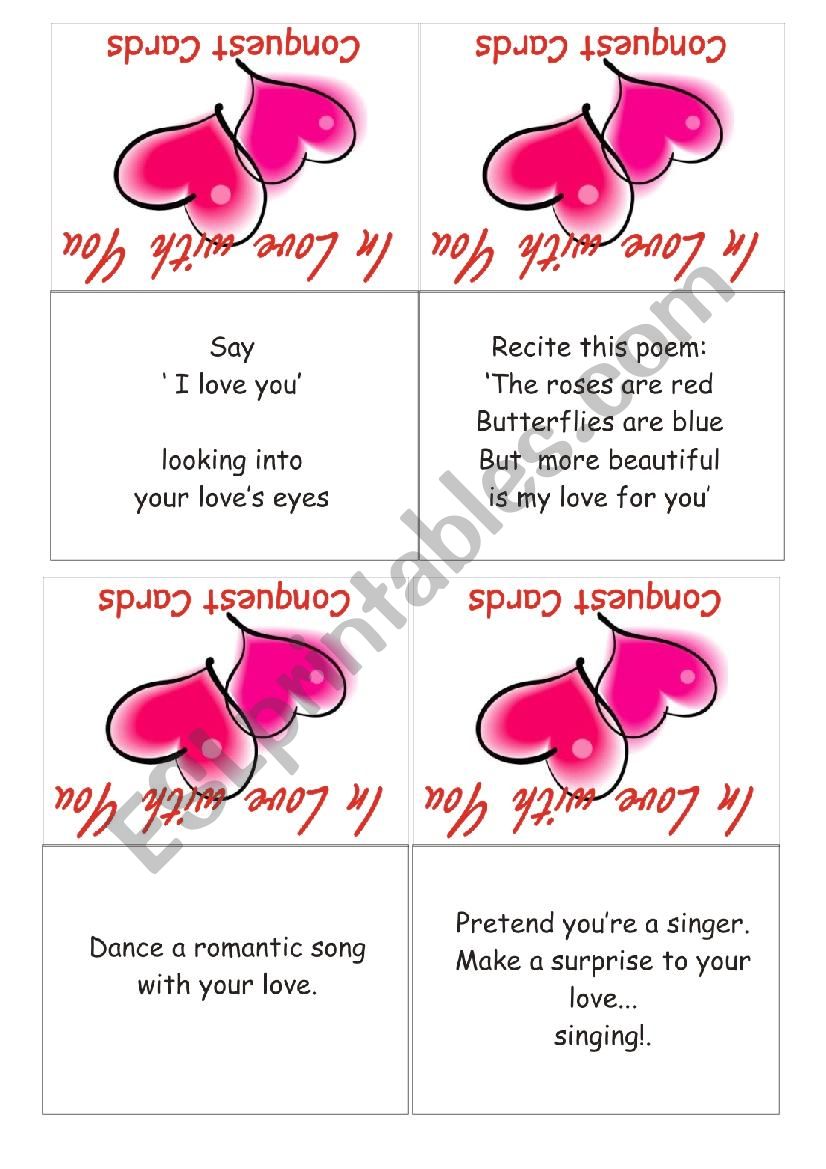 In love with you- SPEAKING GAME- CARDS I