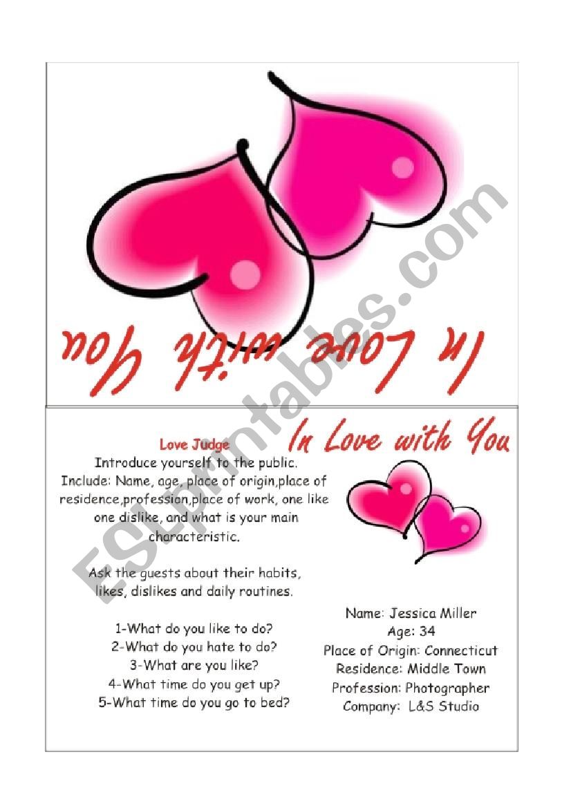 In love with you- SPEAKING GAME- CARDS II