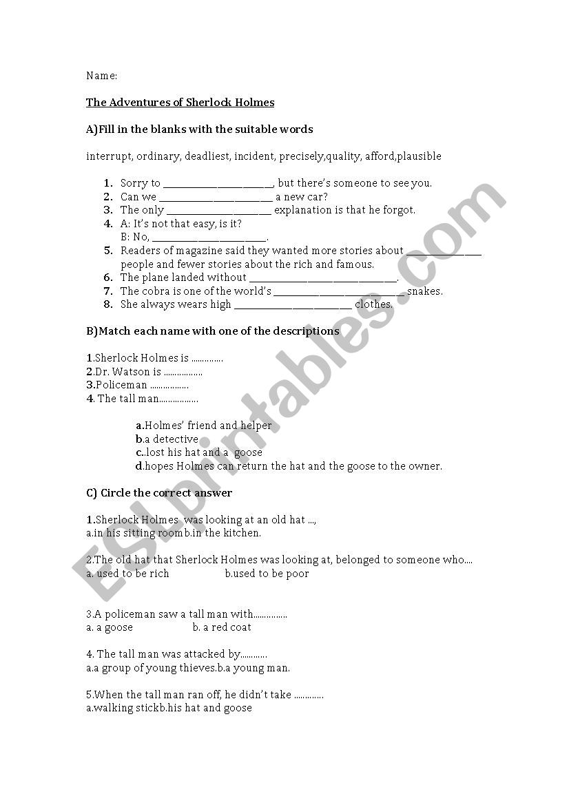 the blue diamond worksheet