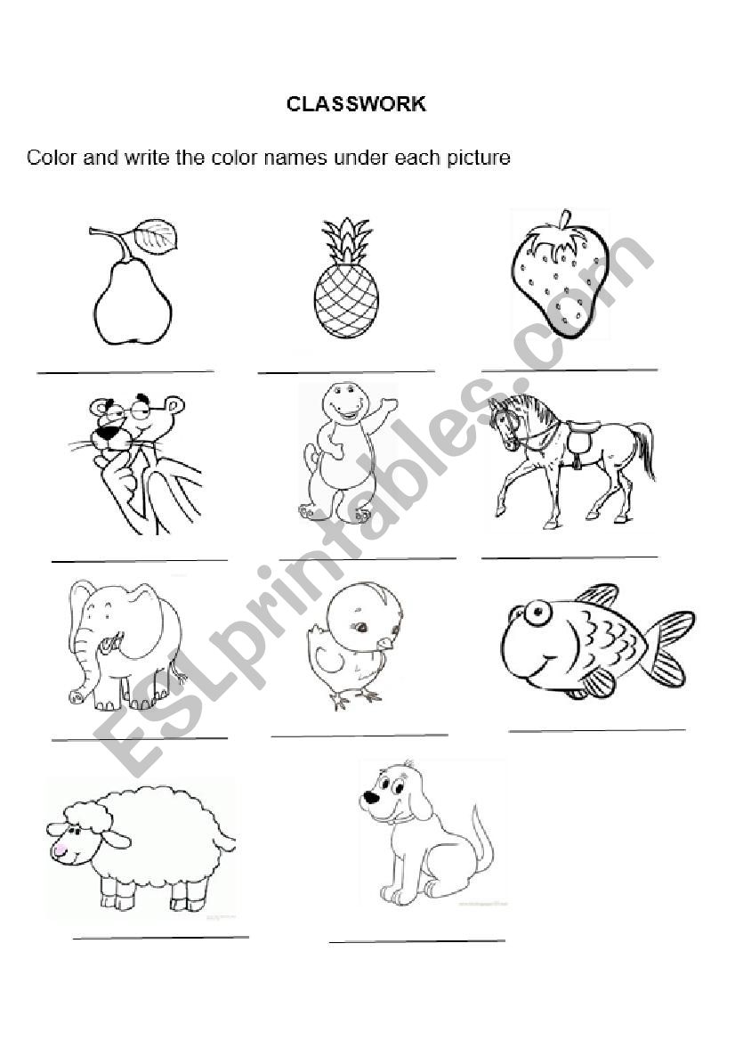 Colours  worksheet