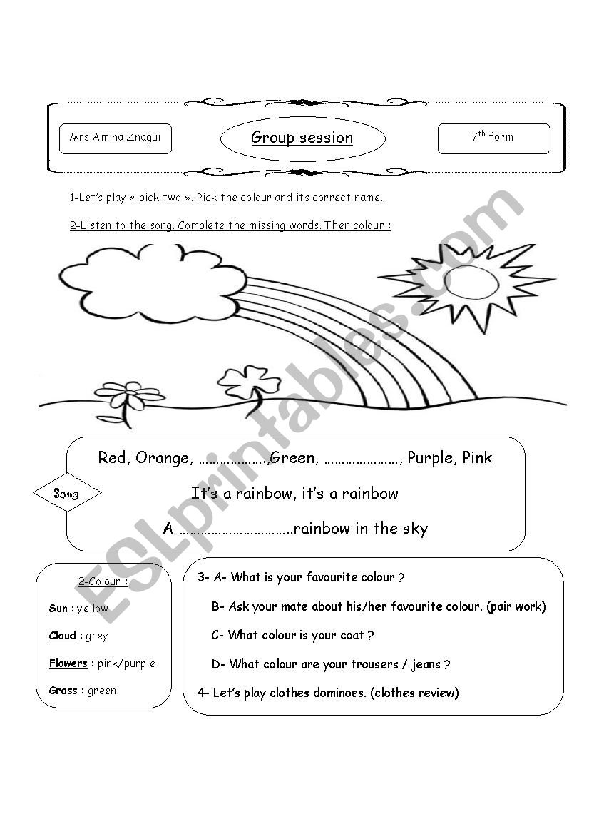 clothes and colours worksheet