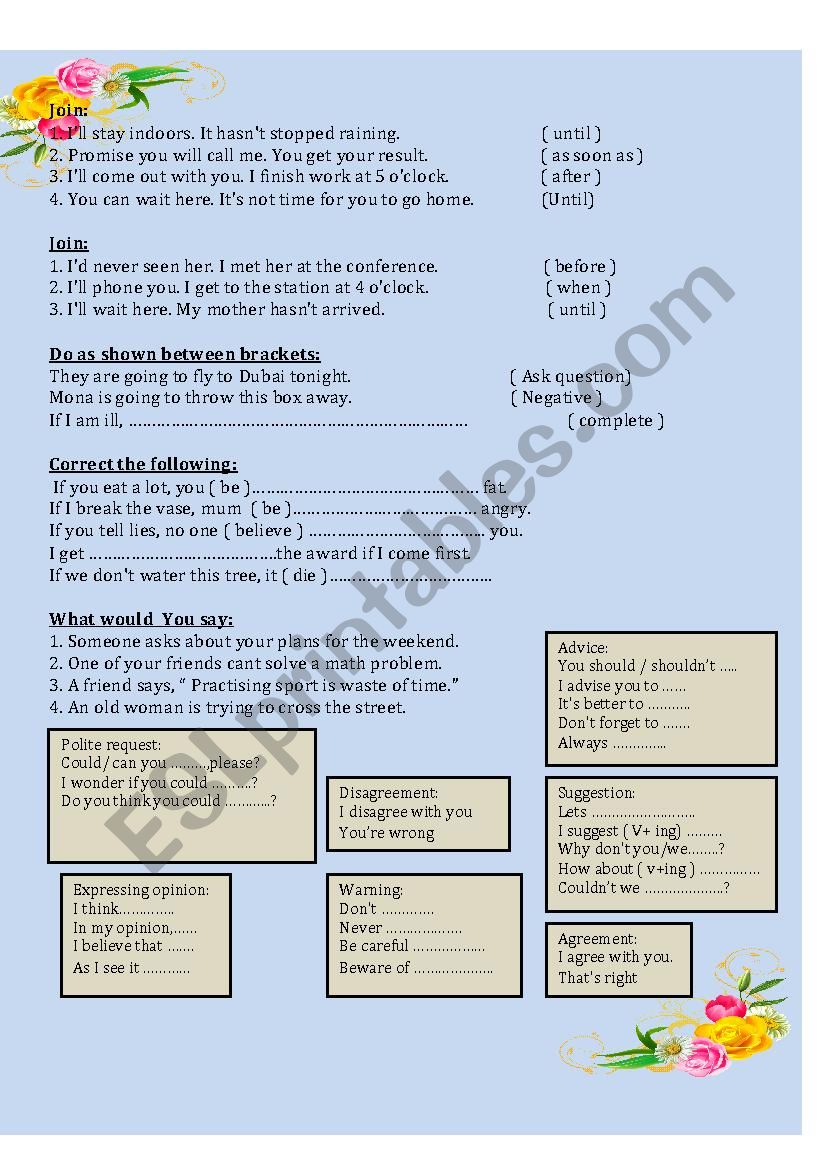 grammer worksheet