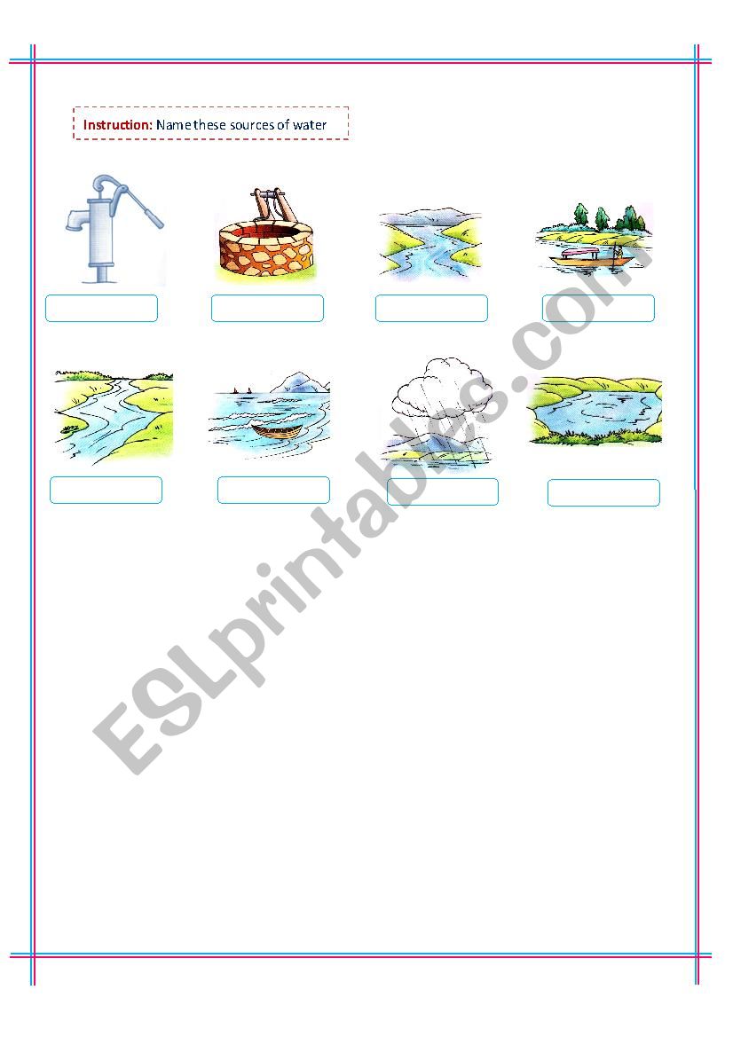 Name Source of the water worksheet