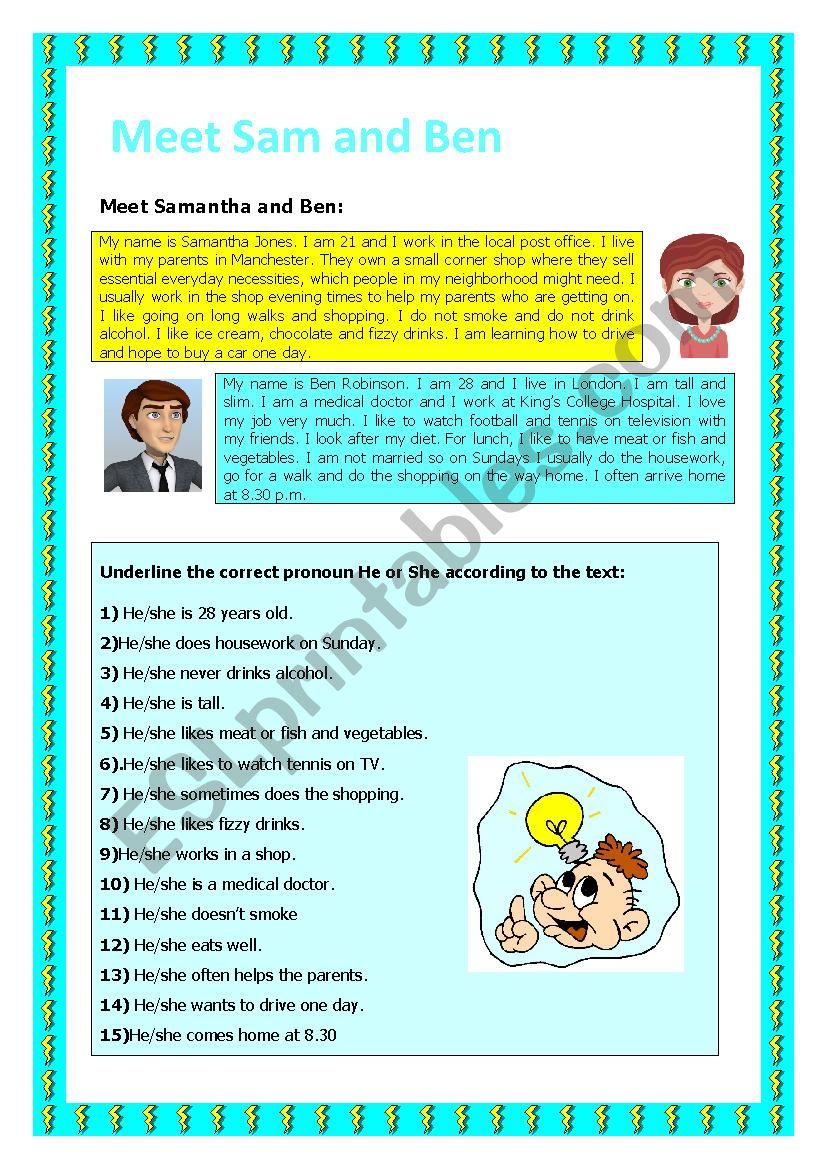 Meet Sam & Ben worksheet