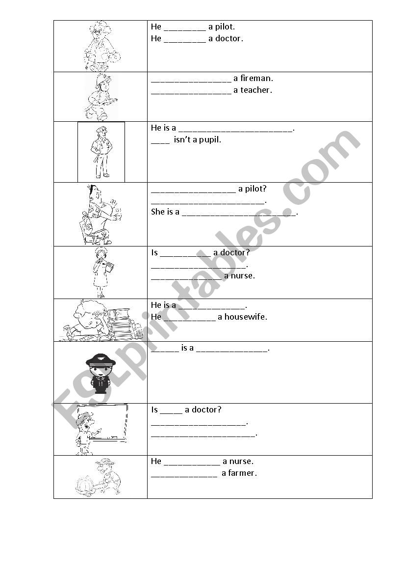 Jobs with the verb to be. worksheet