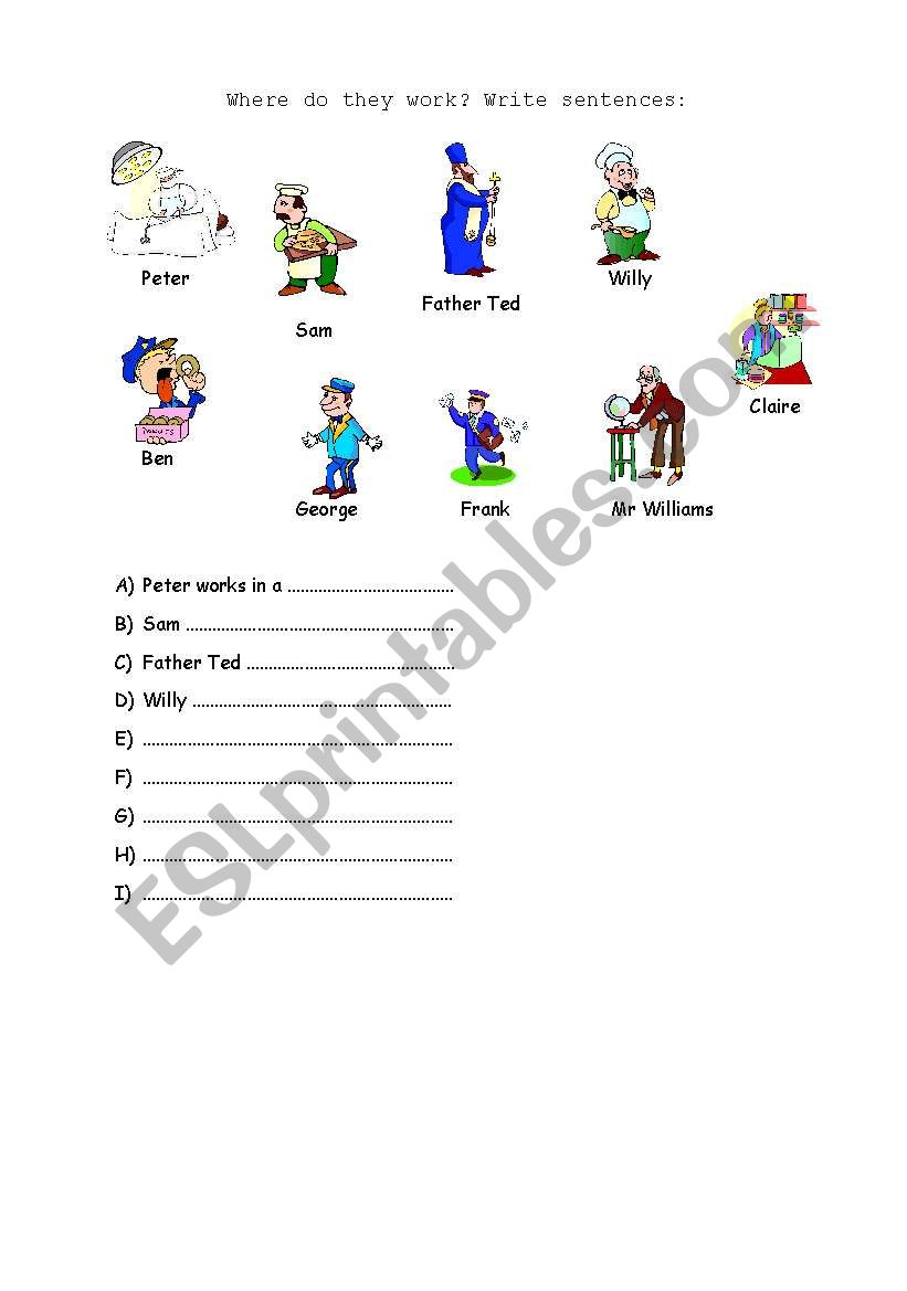 Where do they work? worksheet