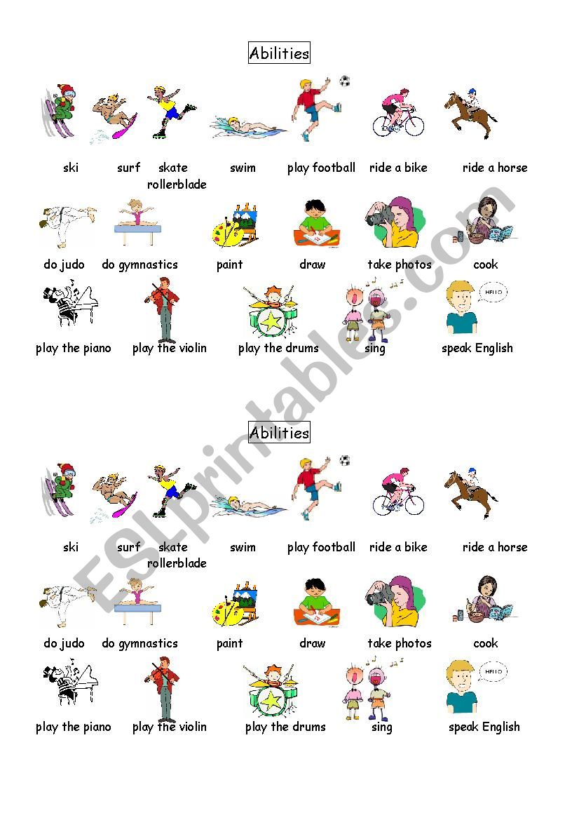 Vocabulary: abilities (sports and hobbies)
