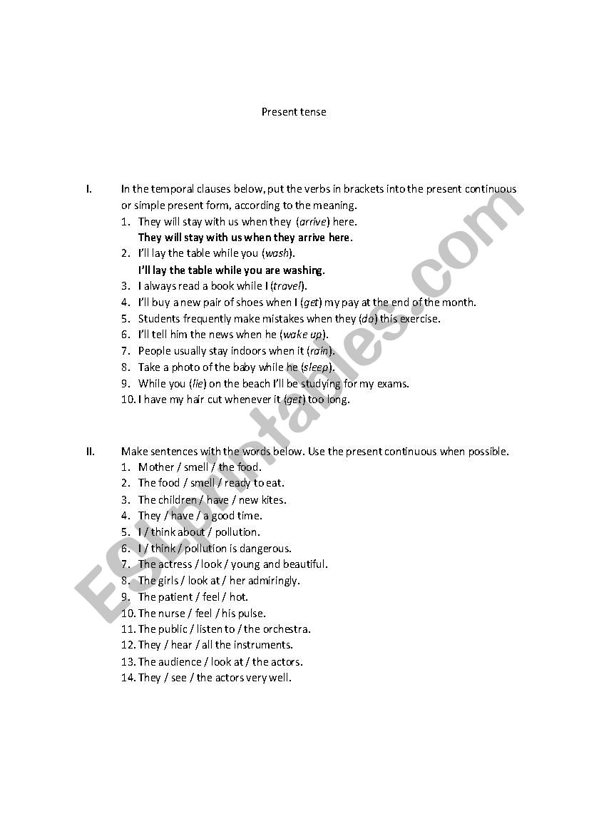 present simple tense worksheet