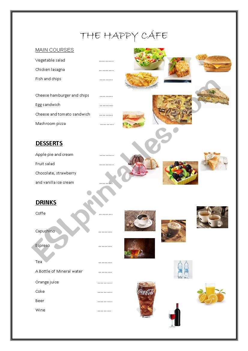 The Happy Cfe worksheet