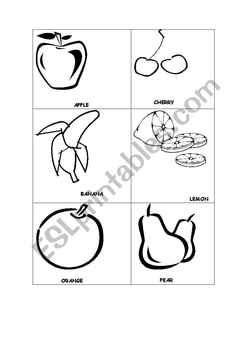 Cartas de fruta worksheet