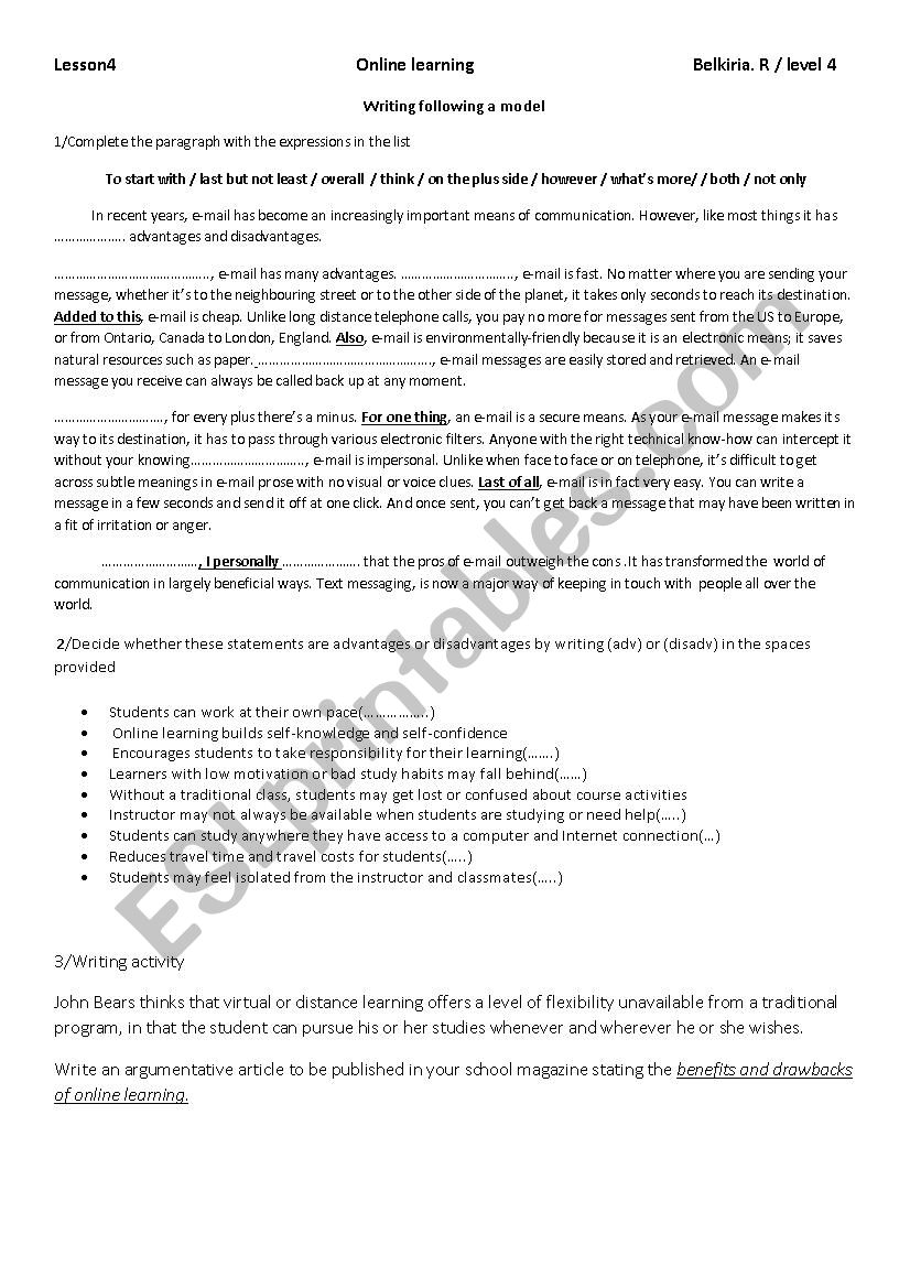 argumentative paragraph worksheet