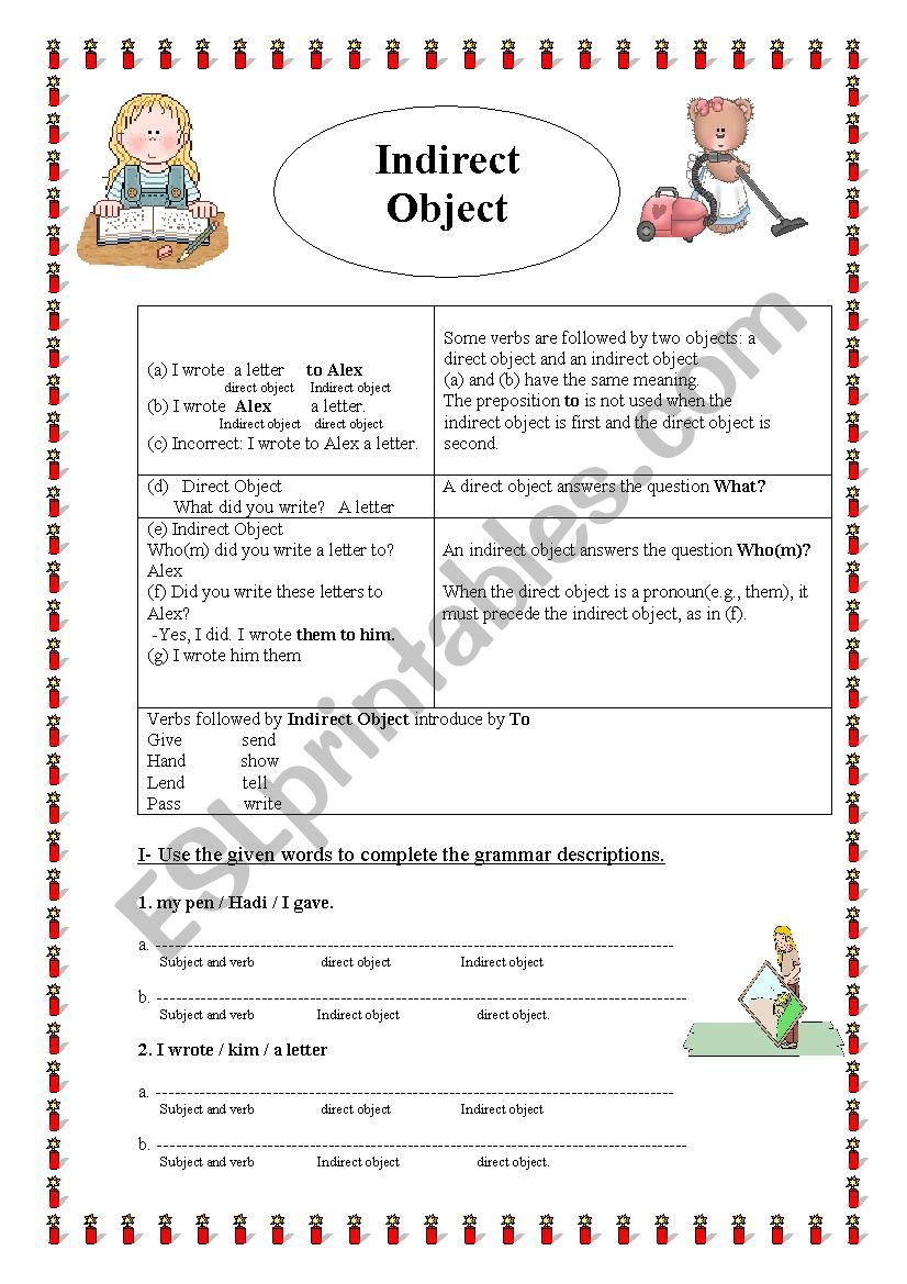 indirect object ( definition and exercises)