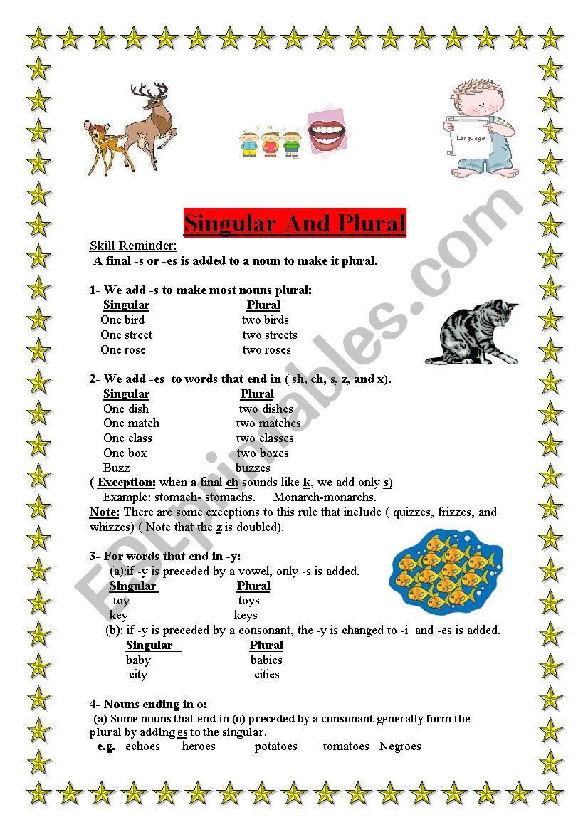 singular and plural (definitions and activities)