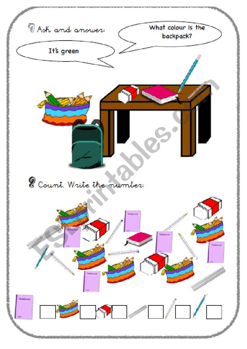 Classroom objects  worksheet