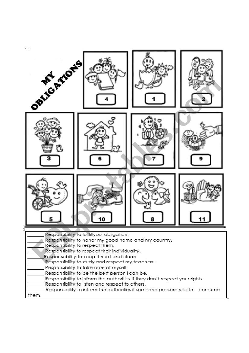 OBLIGATIONS (CHILDREN RIGHTS) worksheet