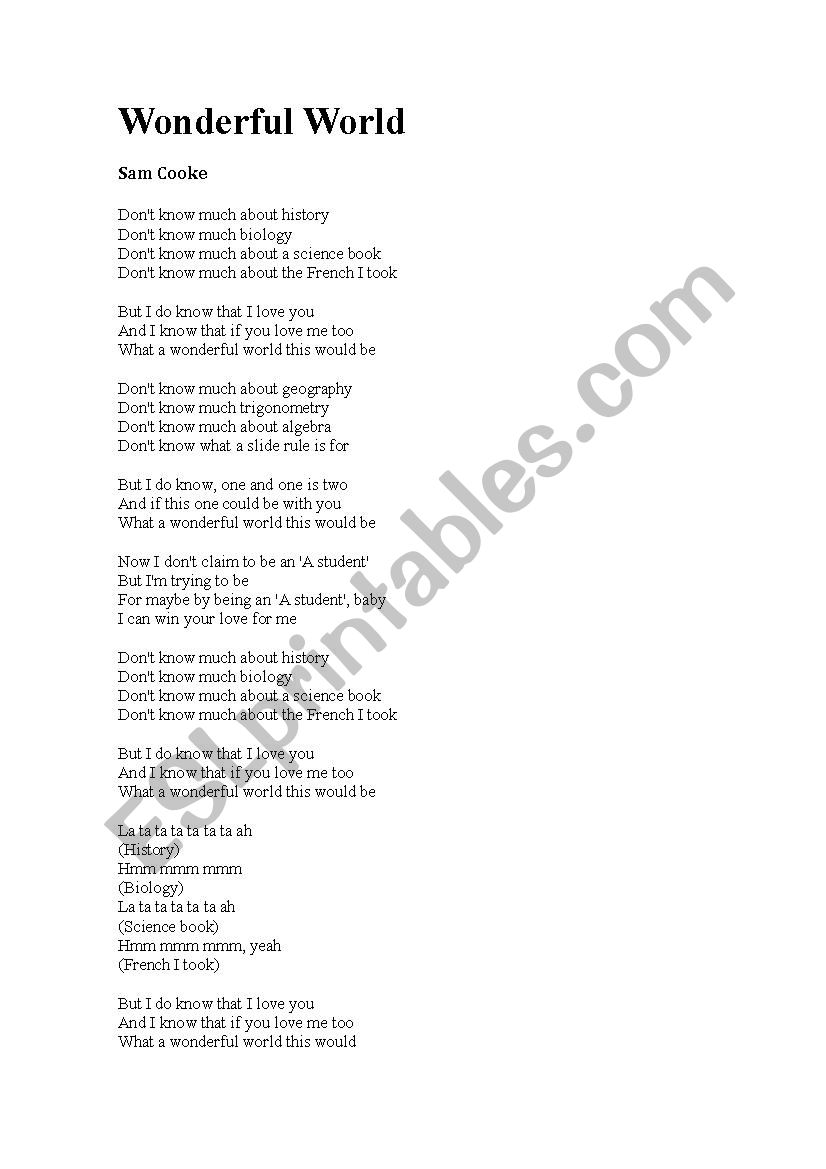 Wonderful World  Sam Cooke - song