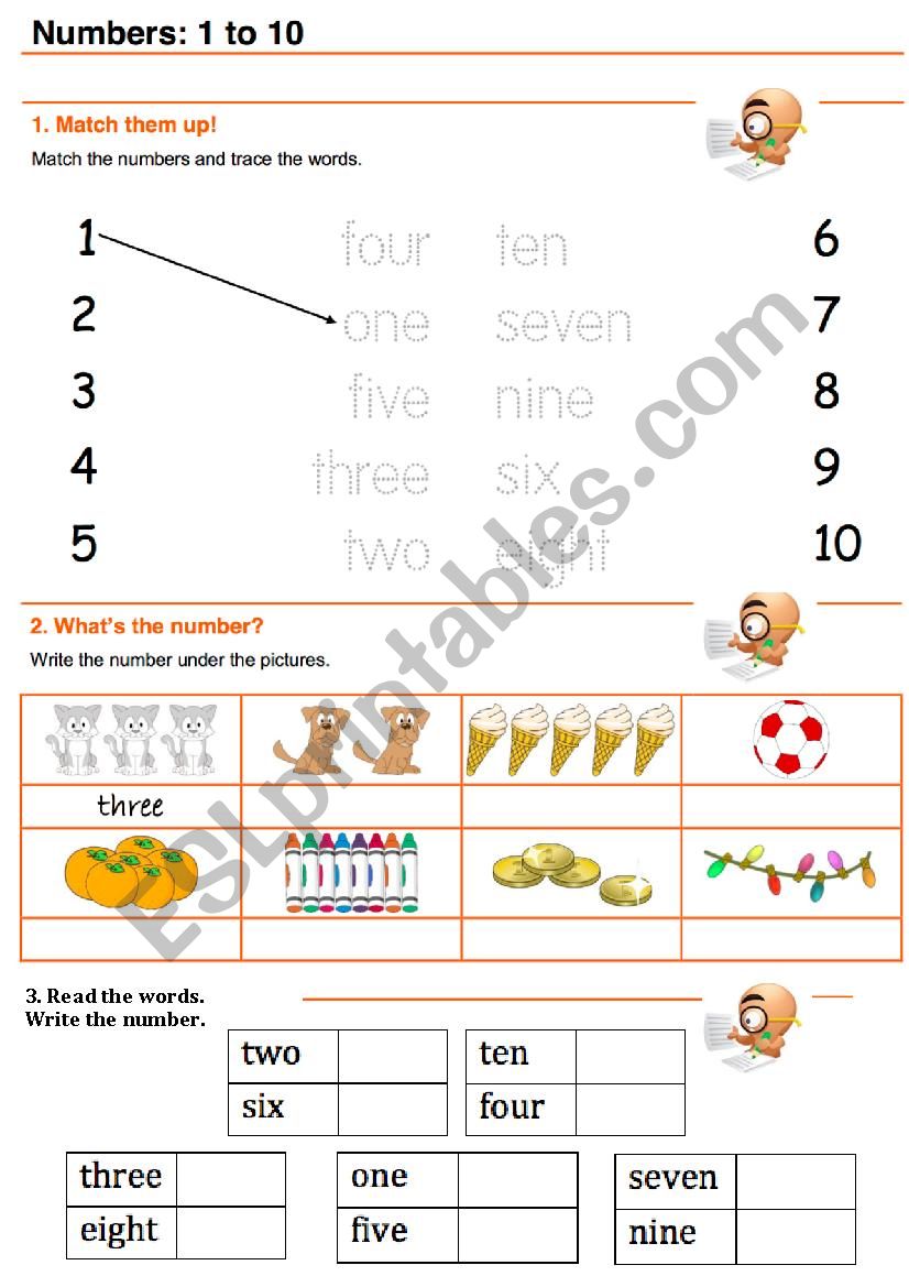 Numbers 1 - 10 worksheet