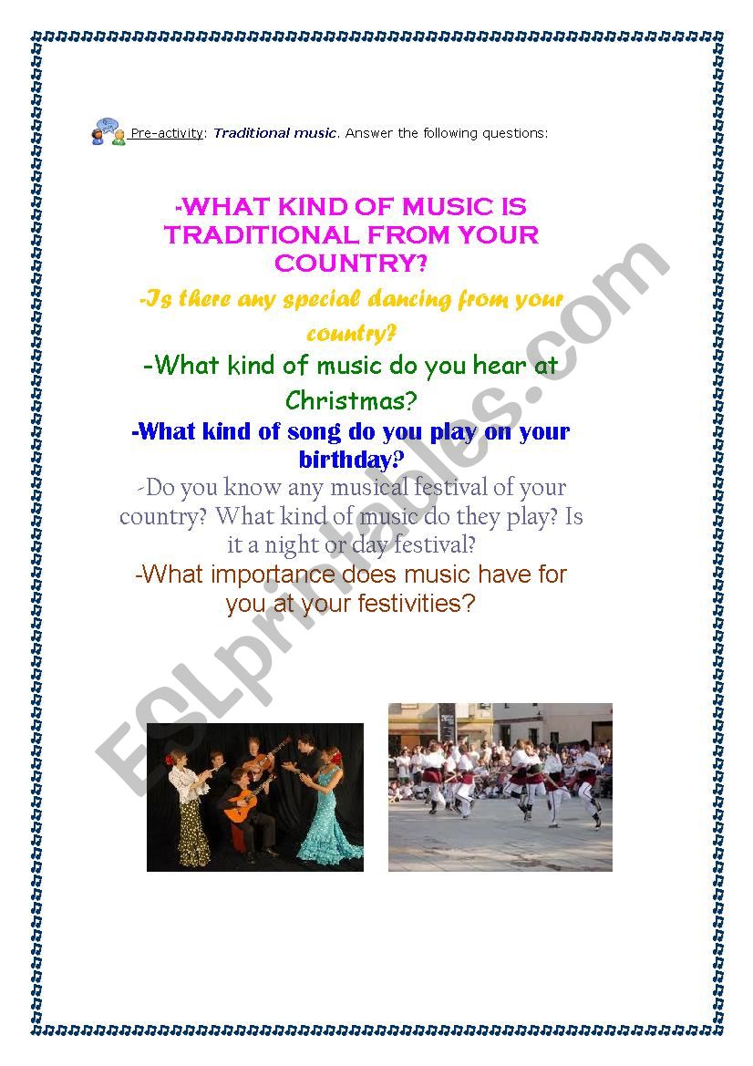 Music Festivals worksheet