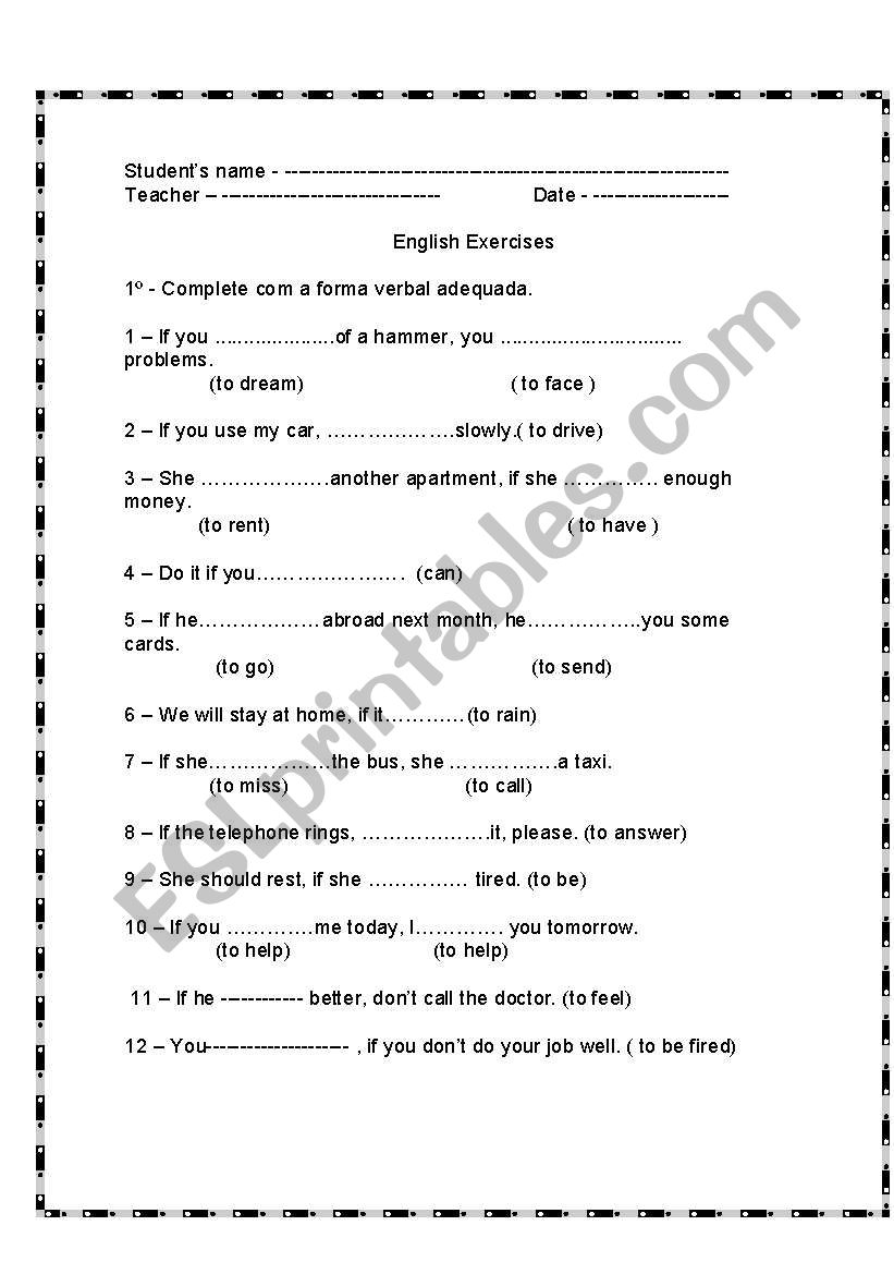 Conditional worksheet