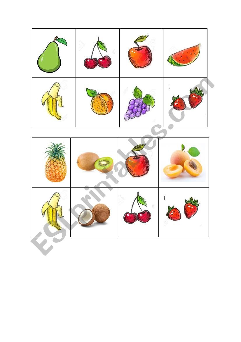BINGO FRUITS  worksheet