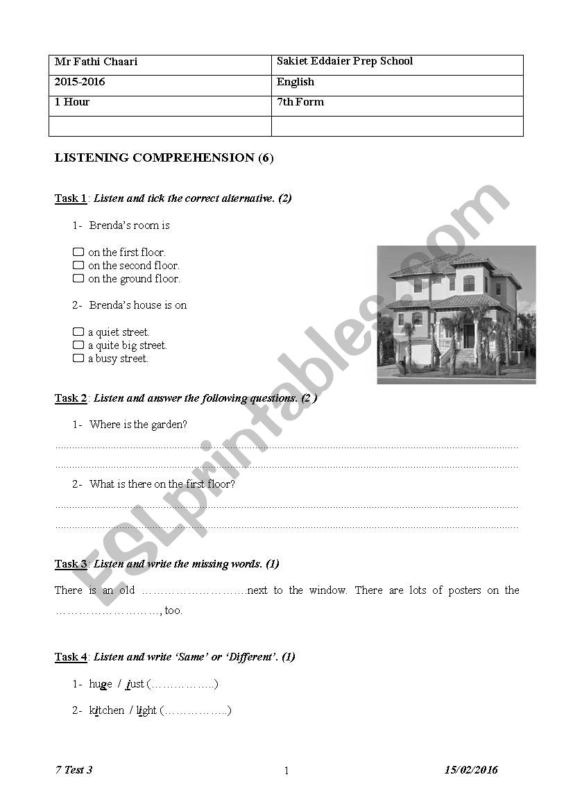 7 Test 3 2015-2016 worksheet