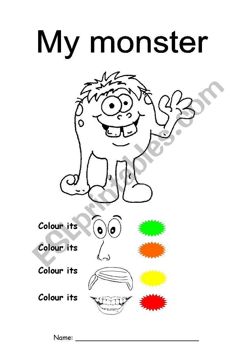 Monster (Parts of face & colours practice) for young learners