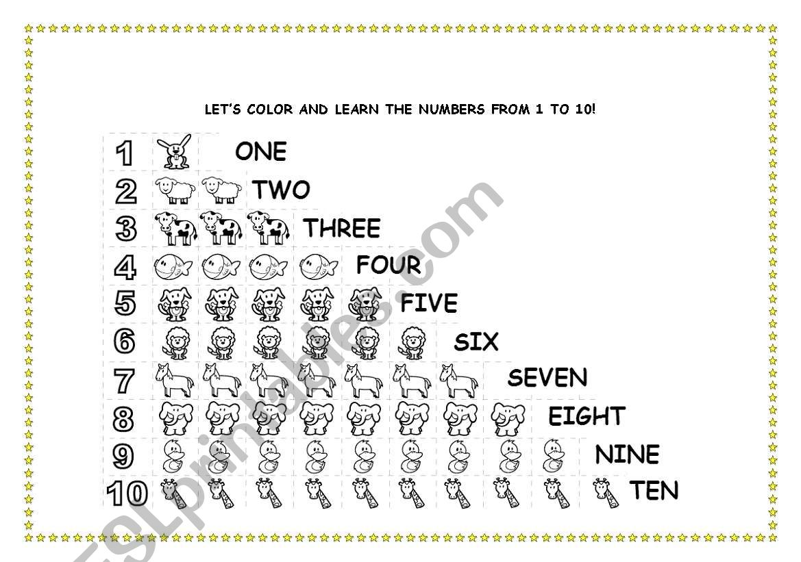 Counting 1 to 10 worksheet