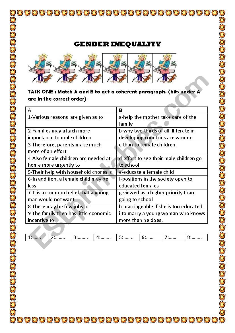 gender inequality worksheet