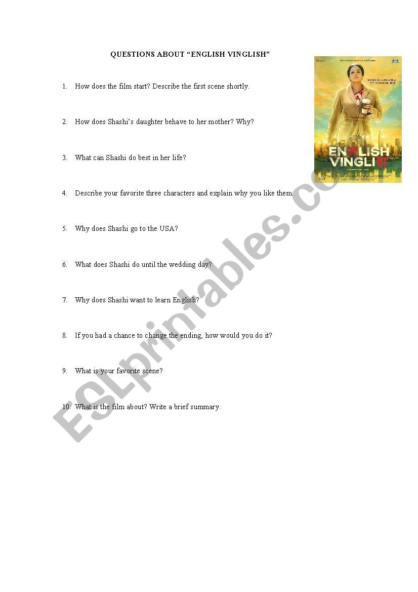 english vinglish film questions