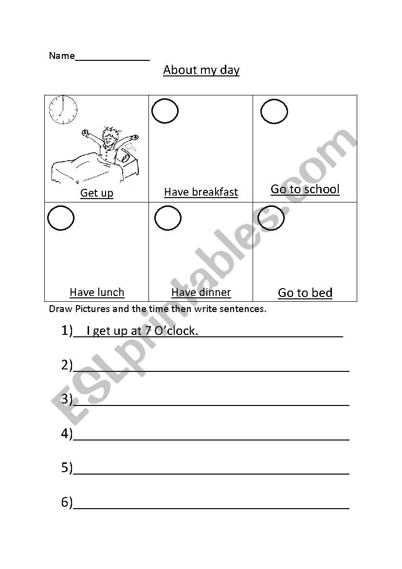 about my day worksheet